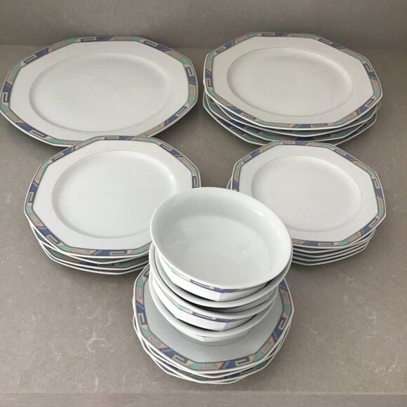 CHRISTOPER STUART FINE CHINA SOUTHWEST DESIGN 22 PIECE DINNER SET PLATES - Picture 1 of 11